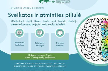 Kviečiame mokytis atminties lavinimo technikų bibliotekoje!