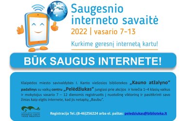 Nuotolinė edukacija „Būk saugus internete!“ pradinių klasių mokiniams